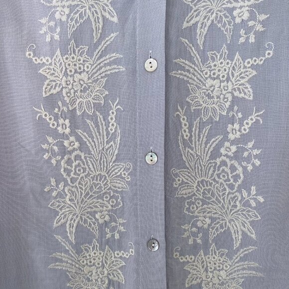 J. Jill Long Button Up Tunic, Beach Coverup, Breezy Dress - lt. blue/periwinkle - Picture 4 of 11